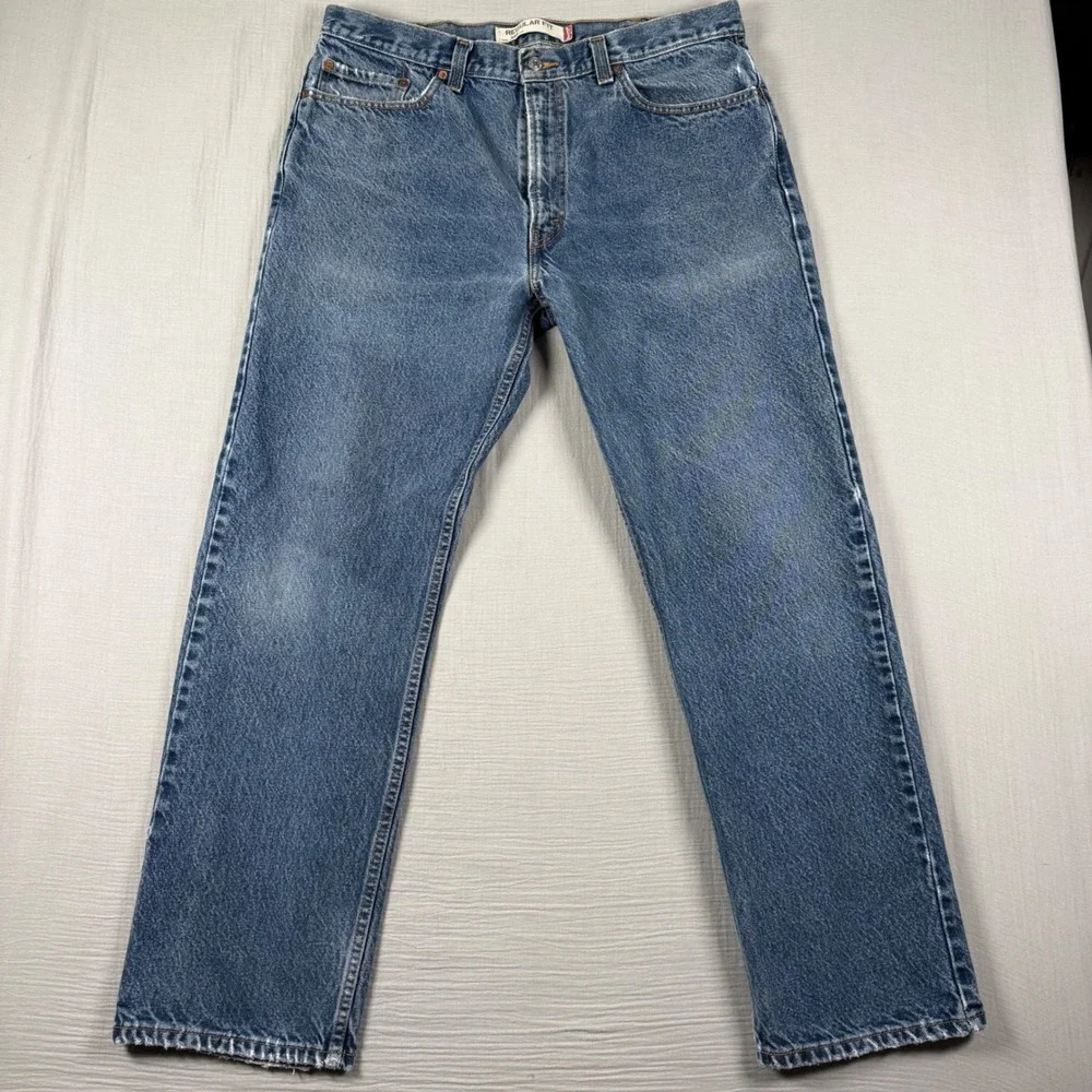 Y2k Levis 505 Jeans Mens 38x32 (36x31) Blue Medium Wash Regular Fit Straight‎